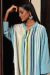 Buy_Nuhh_Blue Handloom Cotton Collared Striped Handwoven Kurta And Pant Set _Online_at_Aza_Fashions