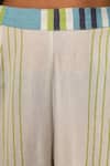 Nuhh_Blue Handloom Cotton Collared Striped Handwoven Kurta And Pant Set _at_Aza_Fashions