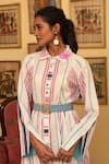 Nuhh_Ivory Handloom Cotton Collared Striped Dress _Online_at_Aza_Fashions
