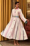 Buy_Nuhh_Ivory Handloom Cotton Collared Striped Dress _at_Aza_Fashions
