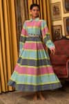 Buy_Nuhh_Multi Color Handloom Cotton Embroidery Collared Handwoven Dress _at_Aza_Fashions