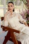 Parul And Preyanka_Ivory Organza, Chanderi Applique Collared Shirt And Skirt Set _Online_at_Aza_Fashions