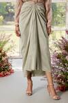 Shop_Parul And Preyanka_Peach Organza, Chanderi Pearls, Crystals Applique Co-ord Set _Online_at_Aza_Fashions