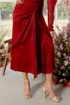 Shop_Parul And Preyanka_Red Organza, Chanderi Applique Collared Designer And Co-ord Set _Online_at_Aza_Fashions