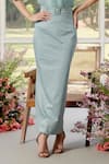 Buy_Parul And Preyanka_Blue Silk Organza, Crepe Embroidery High Neck Daphne Co-ord 3d Floral Set 