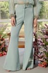 Parul And Preyanka_Blue Silk Organza, Crepe Crystals, Embroidery Collared Designer Co-ord Set _Online_at_Aza_Fashions