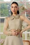 Parul And Preyanka_Gray Silk Organza, Crepe Zari, Embroidery Round Neck, Designer Co-ord Set  _Online_at_Aza_Fashions