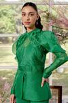 Buy_Parul And Preyanka_Green Silk Organza, Crepe Embroidery, Ruffles High Frill Detail Jade Co-ord Set _Online_at_Aza_Fashions