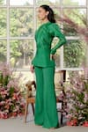 Shop_Parul And Preyanka_Green Silk Organza, Crepe Embroidery, Ruffles High Frill Detail Jade Co-ord Set _at_Aza_Fashions