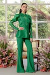 Buy_Parul And Preyanka_Green Silk Organza, Crepe Embroidery, Ruffles High Frill Detail Jade Co-ord Set _at_Aza_Fashions