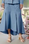 Buy_Parul And Preyanka_Blue Poplin Round Neck Big Organza Floral Shirt And Skirt Set _Online_at_Aza_Fashions