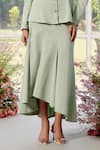 Buy_Parul And Preyanka_Green Poplin Fabric Flowers Notched Neck 3d Embellished Co-ord Set _Online_at_Aza_Fashions