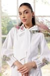 Shop_Parul And Preyanka_White Poplin Embroidery Collared Kate Midi Dress _Online_at_Aza_Fashions