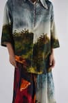 Til_Multi Color Cotton Handpainted Pleat Shirt And Trouser Set _at_Aza_Fashions