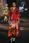 Buy_Til_Red Cotton Embroidery Banaras Skirt _at_Aza_Fashions