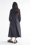 Shop_Til_Black Cotton, Modal Round Neck Soot Pleated Dress _at_Aza_Fashions