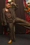 Shop_Til_Brown Chanderi Stripe Double Layer Co-ord Set _at_Aza_Fashions