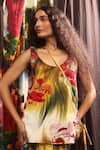 Shop_Til_Red Cotton Scoop Neck Crimson Grass Embroidered Vest _Online_at_Aza_Fashions