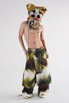 Shop_Til_Green Cotton Handpainted Grass Draped Trouser _at_Aza_Fashions