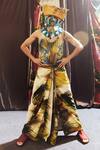 Buy_Til_Green Cotton Grass Lungi Draped Pant _at_Aza_Fashions