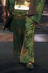 Til_Green Silk Hand-painted Freckle Co-ord Set _Online_at_Aza_Fashions