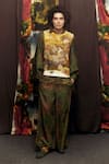 Shop_Til_Green Silk Hand-painted Freckle Co-ord Set _at_Aza_Fashions