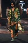 Buy_Til_Green Cotton Embroidery Galaxy Print Jacket _at_Aza_Fashions