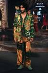 Shop_Til_Green Cotton Embroidery Galaxy Print Jacket _at_Aza_Fashions