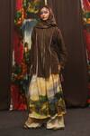 Buy_Til_Brown Cotton Collared Kahlua Asymmetrical Shirt _at_Aza_Fashions