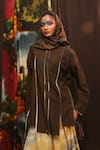 Shop_Til_Brown Cotton Collared Kahlua Asymmetrical Shirt _at_Aza_Fashions
