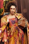 Buy_Til_Orange Silk, Cotton Square Neck Multi Galaxy Dress _Online_at_Aza_Fashions
