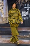 Shop_Til_Green Cotton Embroidery Olive Wide-legged Trouser _at_Aza_Fashions