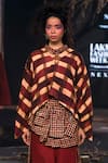 Til_Purple Round Neck Plaid Cape Top _Online_at_Aza_Fashions