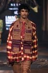 Til_Purple Chanderi Plaid Overlay _Online_at_Aza_Fashions