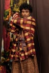 Shop_Til_Purple Chanderi Plaid Overlay _Online_at_Aza_Fashions