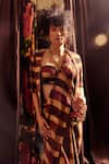 Buy_Til_Purple Silk Round Neck Plaid Saree Set _Online_at_Aza_Fashions