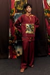 Shop_Til_Purple Cotton Embroidery Plum Cardigan _at_Aza_Fashions