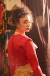Shop_Til_Red Cotton Round Neck Statement Crop Top _at_Aza_Fashions