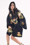 Buy_Til_Black Cotton, Modal Embroidery Round Neck Puffer Jacket _Online_at_Aza_Fashions