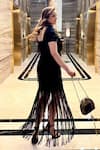 Shop_Babita Malkani_Black Body Fitted Dress With Embroidery _at_Aza_Fashions