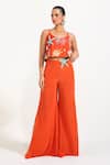 Buy_Nautanky_Orange Crepe Beads, Piping Scoop Neck Sunset Mermaid Mischief Pant Set _at_Aza_Fashions