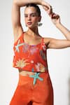 Buy_Nautanky_Orange Crepe Beads, Piping Scoop Neck Sunset Mermaid Mischief Pant Set 