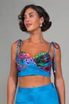 Nautanky_Blue Chiffon Embroidery Sweetheart Neck Lagoon Pant Set _at_Aza_Fashions