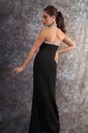 Shop_Pooja Peshoria_Black Crepe Halter Neck Designer Dress _Online_at_Aza_Fashions