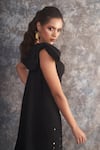 Buy_Pooja Peshoria_Black Polyester, Crepe Sequins One Shoulder Designer Dress _Online_at_Aza_Fashions