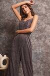Shop_Pooja Peshoria_Mauve Polyester, Knit Sweetheart Neck Shimmering Jumpsuit _Online_at_Aza_Fashions