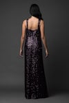 Shop_Pooja Peshoria_Purple Georgette Sequins Open Neck Brinjal Designer Dress _at_Aza_Fashions