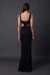 Shop_Pooja Peshoria_Black Crepe Square Neck Designer Cut-out Dress _at_Aza_Fashions