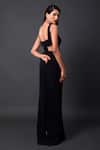 Pooja Peshoria_Black Crepe Square Neck Designer Cut-out Dress _at_Aza_Fashions