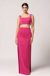 Shop_Pooja Peshoria_Pink Crepe Square Neck Designer Cutout Dress _at_Aza_Fashions